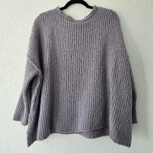 Free People M Purple Chunky Knit Pullover Sweater - Picture 4 of 7